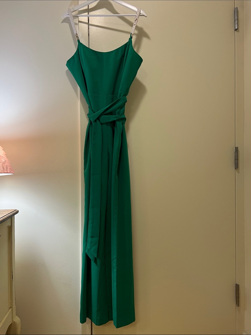 Lilly Pulitzer Fiddle Leaf Green Jumpsuit with gold chain adjustable straps